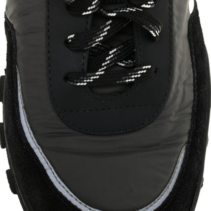 Chanel Nylon Calfskin Suede Womens CC Sneakers 41 Black Grey White 9 of 10