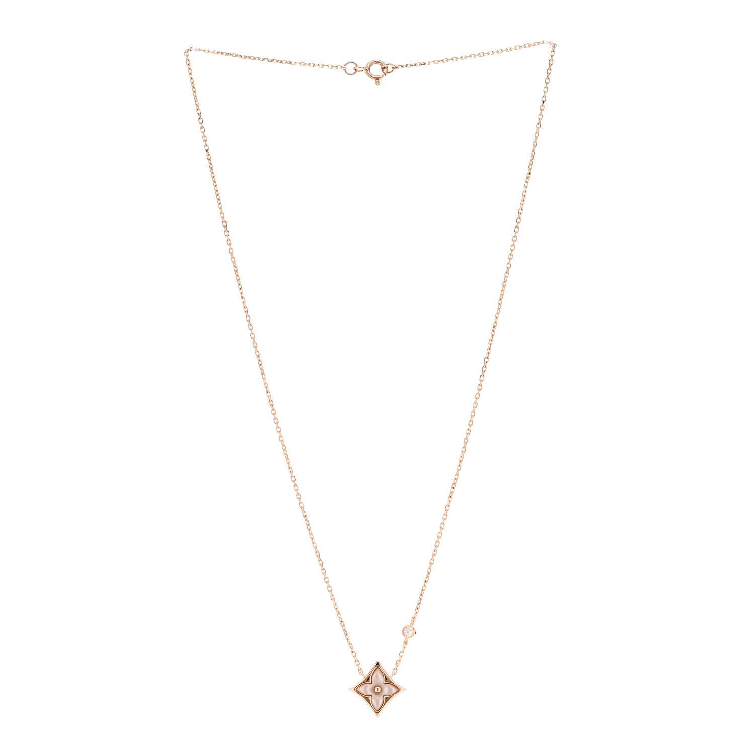 Louis Vuitton 18K Pink Gold Diamond Pink Mother of Pearl Color Blossom BB Star Pendant Necklace 3 of 5