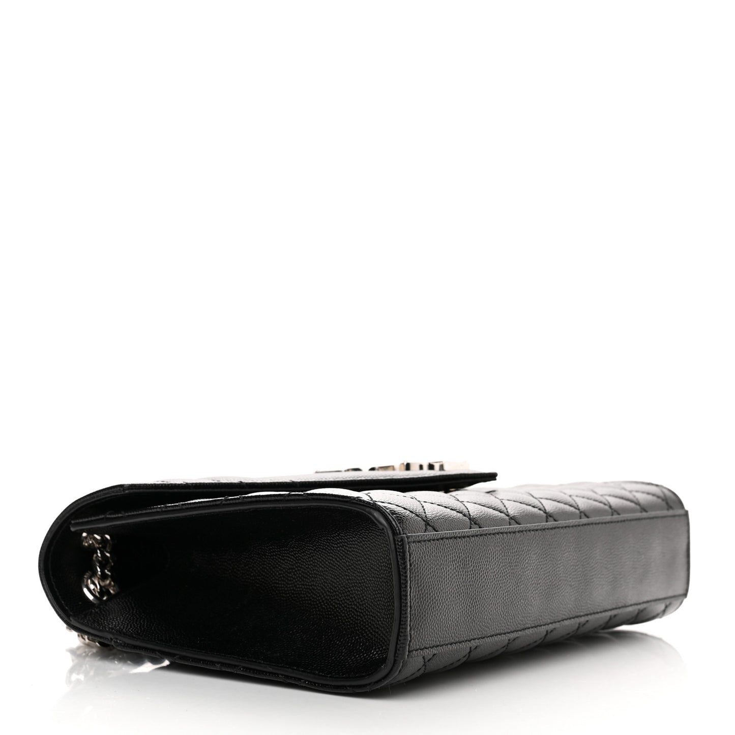 Grain De Poudre Textured Mixed Matelasse Triquilt Medium Monogram Satchel Black
