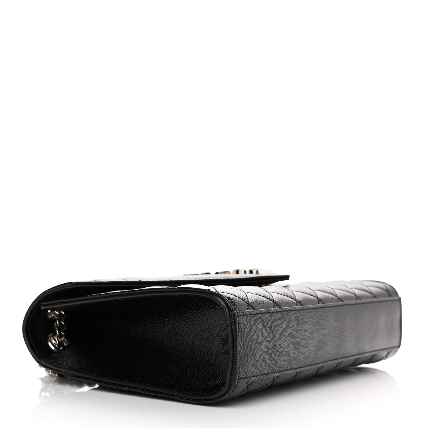 Saint Laurent Grain De Poudre Textured Mixed Matelasse Triquilt Medium Monogram Satchel Black 4 of 11