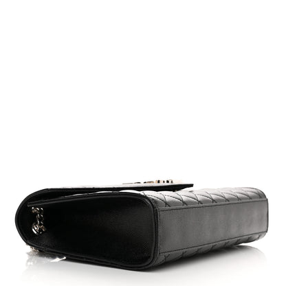 Saint Laurent Grain De Poudre Textured Mixed Matelasse Triquilt Medium Monogram Satchel Black 4 of 11