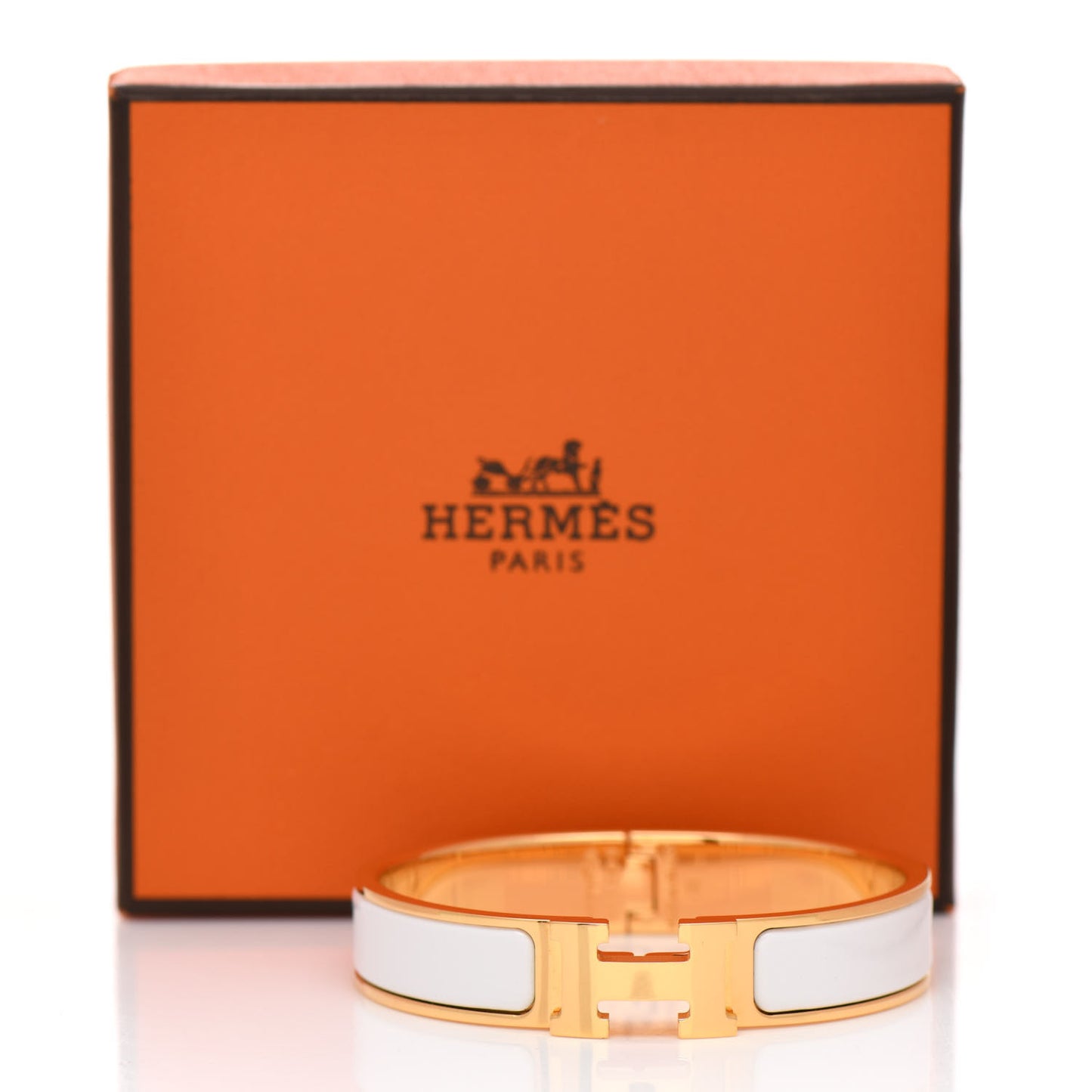 Enamel Narrow Clic Clac H Bracelet GM White