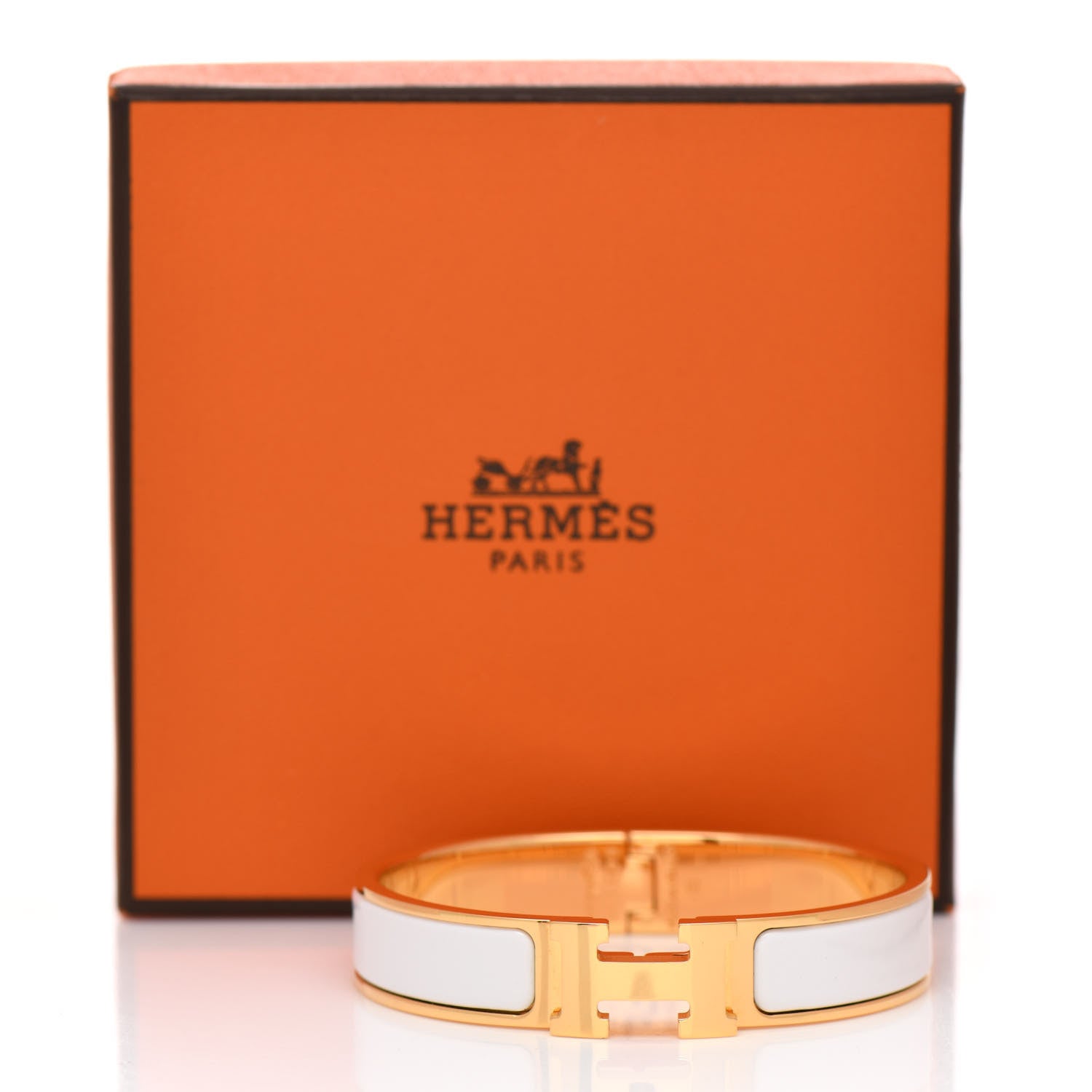 Hermes Enamel Narrow Clic Clac H Bracelet GM White 5 of 5