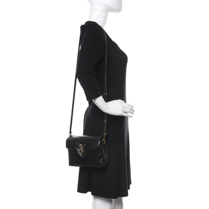 Saint Laurent Calfskin Y Quilted Monogram Toy Loulou Crossbody Bag Black 2 of 10