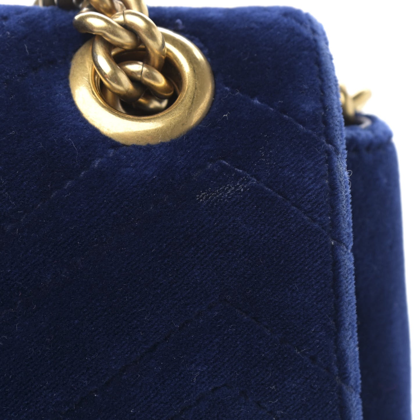 Velvet Matelasse Medium GG Marmont Shoulder Bag Cobalt Blue