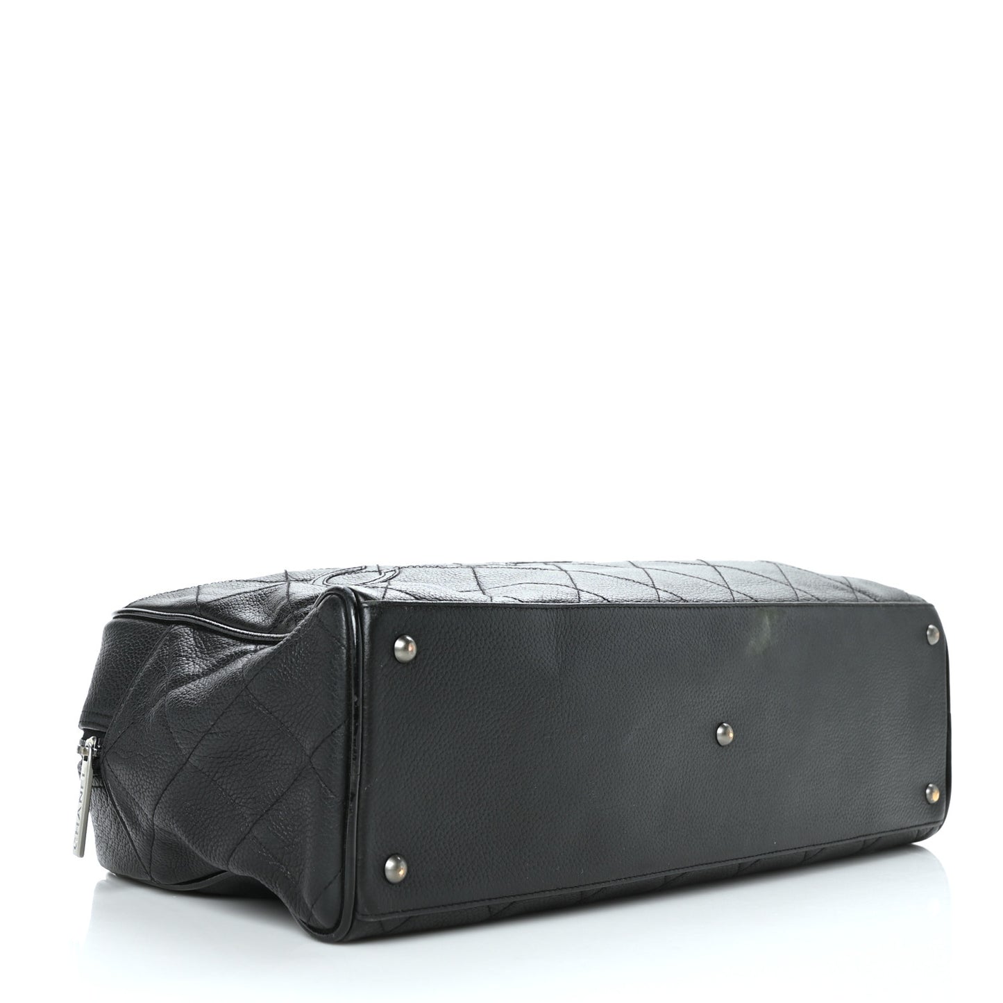 Calfskin Patent Quilted Bowler Black