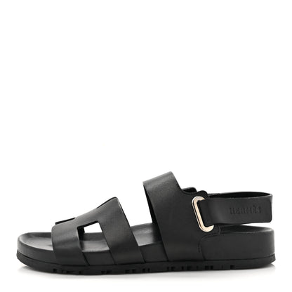 Hermes Calfskin Womens Takara Sandals 35 Black 1 of 10