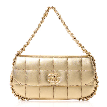 Chanel Metallic Lambskin Quilted Chocolate Bar 3 Chain Flap Gold 1 of 13