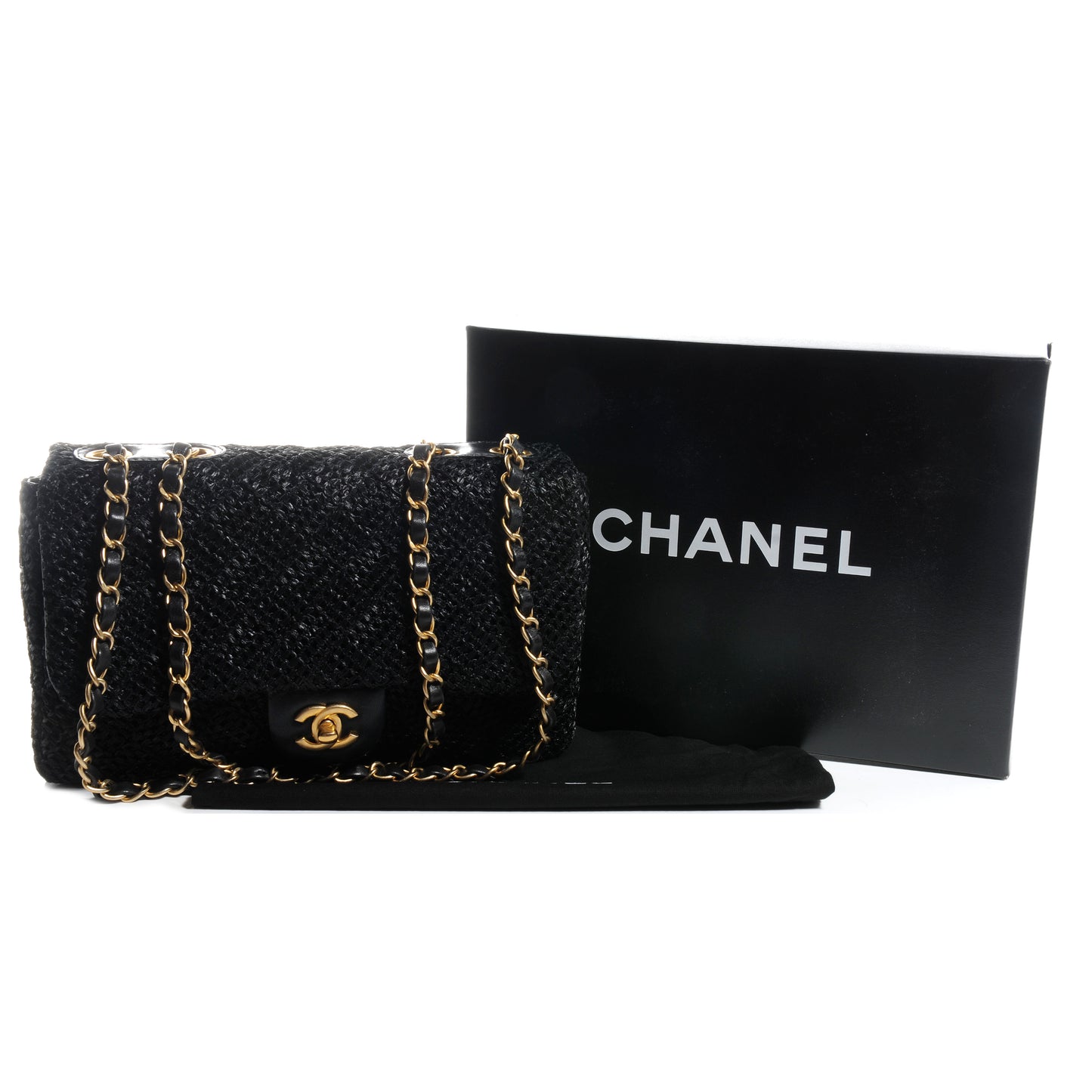 Woven Nylon Medium Flap Black