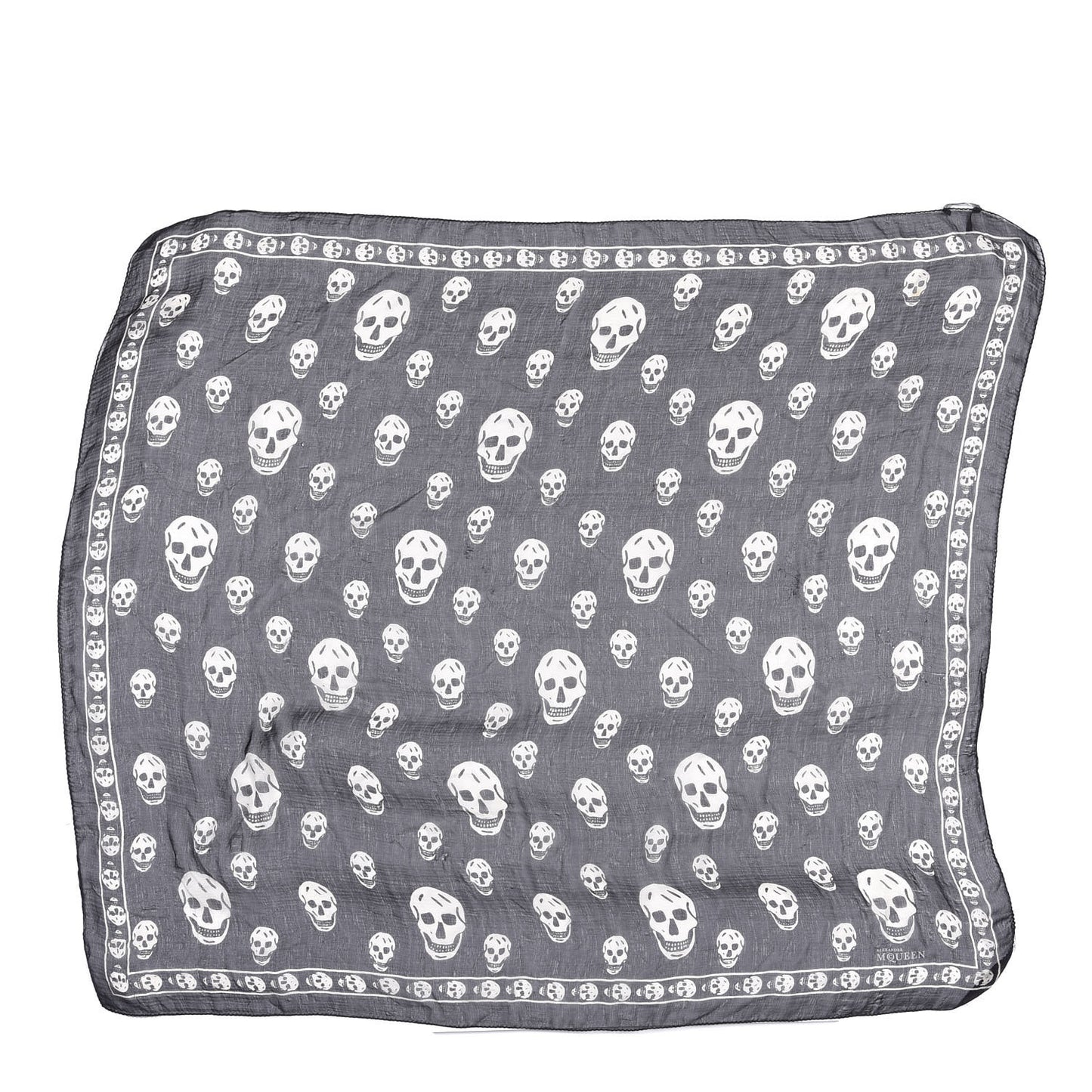 Silk Chiffon Skull Scarf Black Ivory