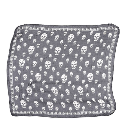 Alexander McQueen Silk Chiffon Skull Scarf Black Ivory 1 of 4