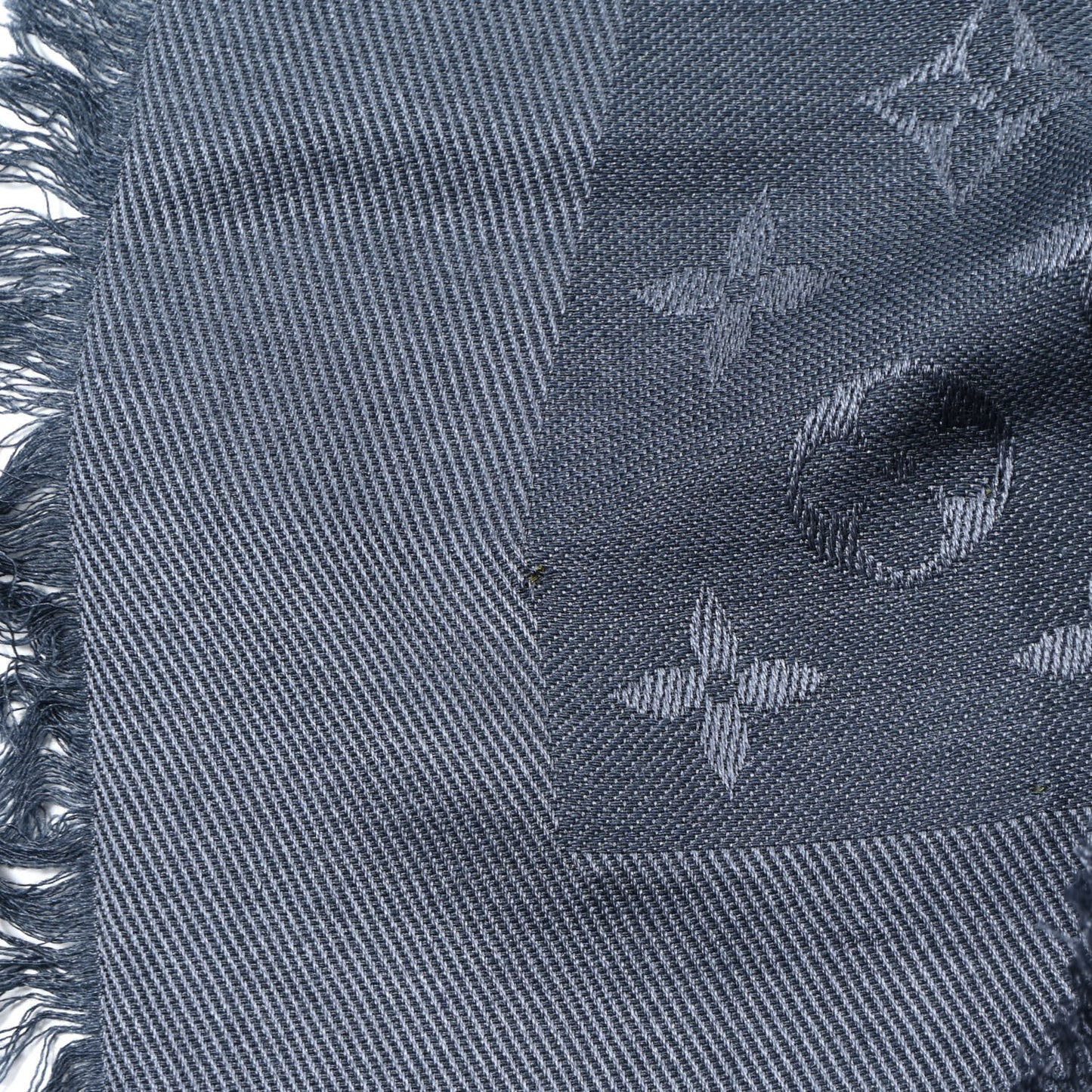 Silk Wool Monogram Denim Shawl Blue