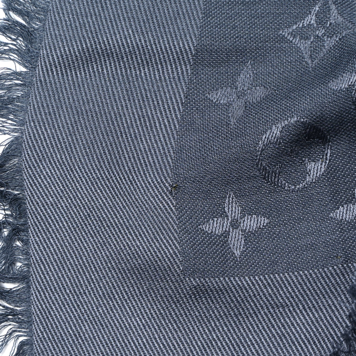 Louis Vuitton Silk Wool Monogram Denim Shawl Blue 5 of 6