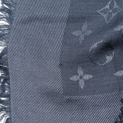 Louis Vuitton Silk Wool Monogram Denim Shawl Blue 5 of 6