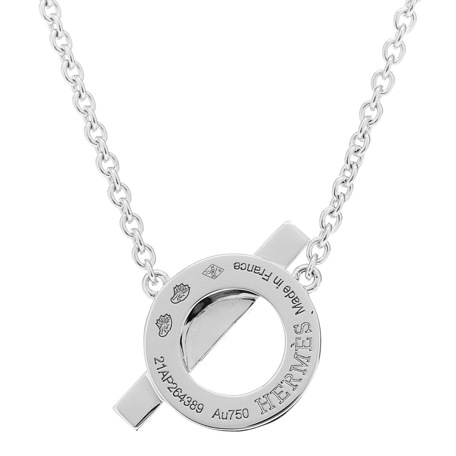 Hermes 18K White Gold Diamond Finesse Pendant Necklace 5 of 6
