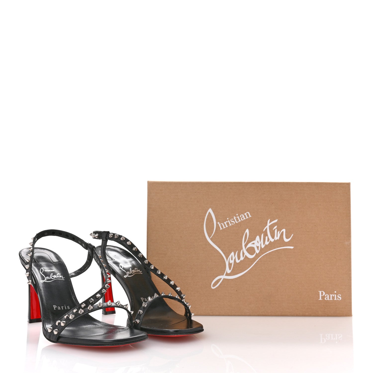 Christian Louboutin Nappa Rosa Condorapik 85 Spike Sandals 38 Black 9 of 9