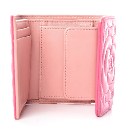 Chanel Lambskin Camellia Embossed Compact Wallet Fuchsia 6 of 10