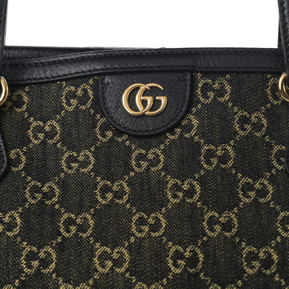 Gucci Jacquard Black Denim GG Monogram Medium Ophidia Shopping Tote Black Ivory 8 of 10