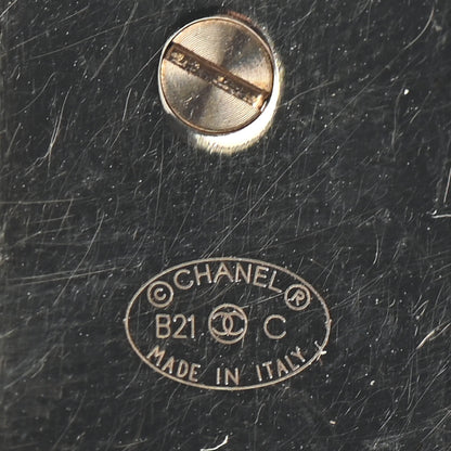 Chanel Crystal Dog Tag Charm Clip On Earrings Gold 4 of 4