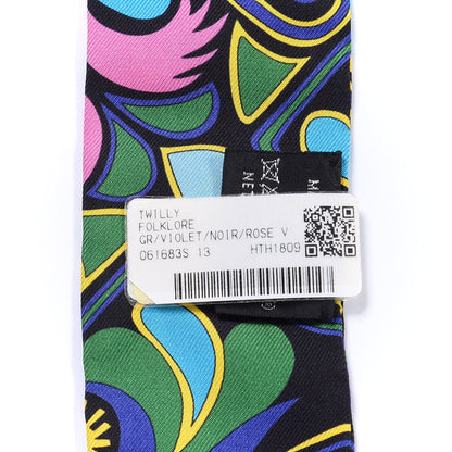 Hermes Silk Folklore Twilly Violet Black Rose Vif 2 of 4