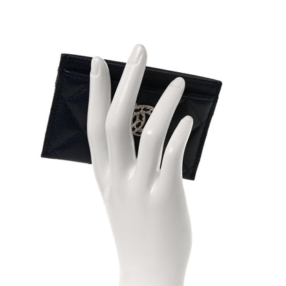 Chanel Caviar Quilted Crystal Card Holder Navy 2 of 11