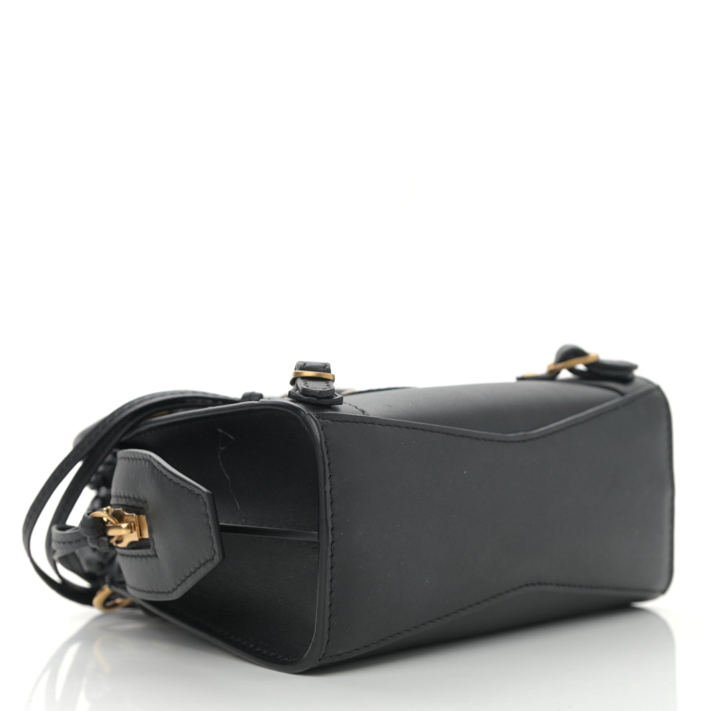 Smooth Calfskin Neo Classic Brass Hardware Nano City Crossbody Black