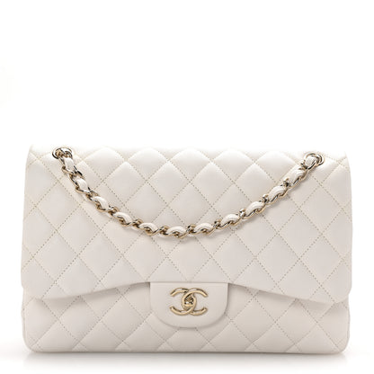 Chanel Caviar Quilted Jumbo Double Flap White 1 of 10