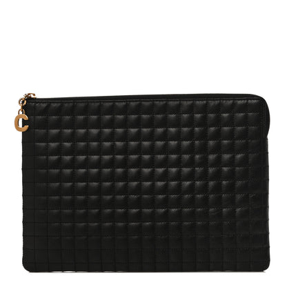 Celine Calfskin Quilted C Charm Pouch Black 1 of 11
