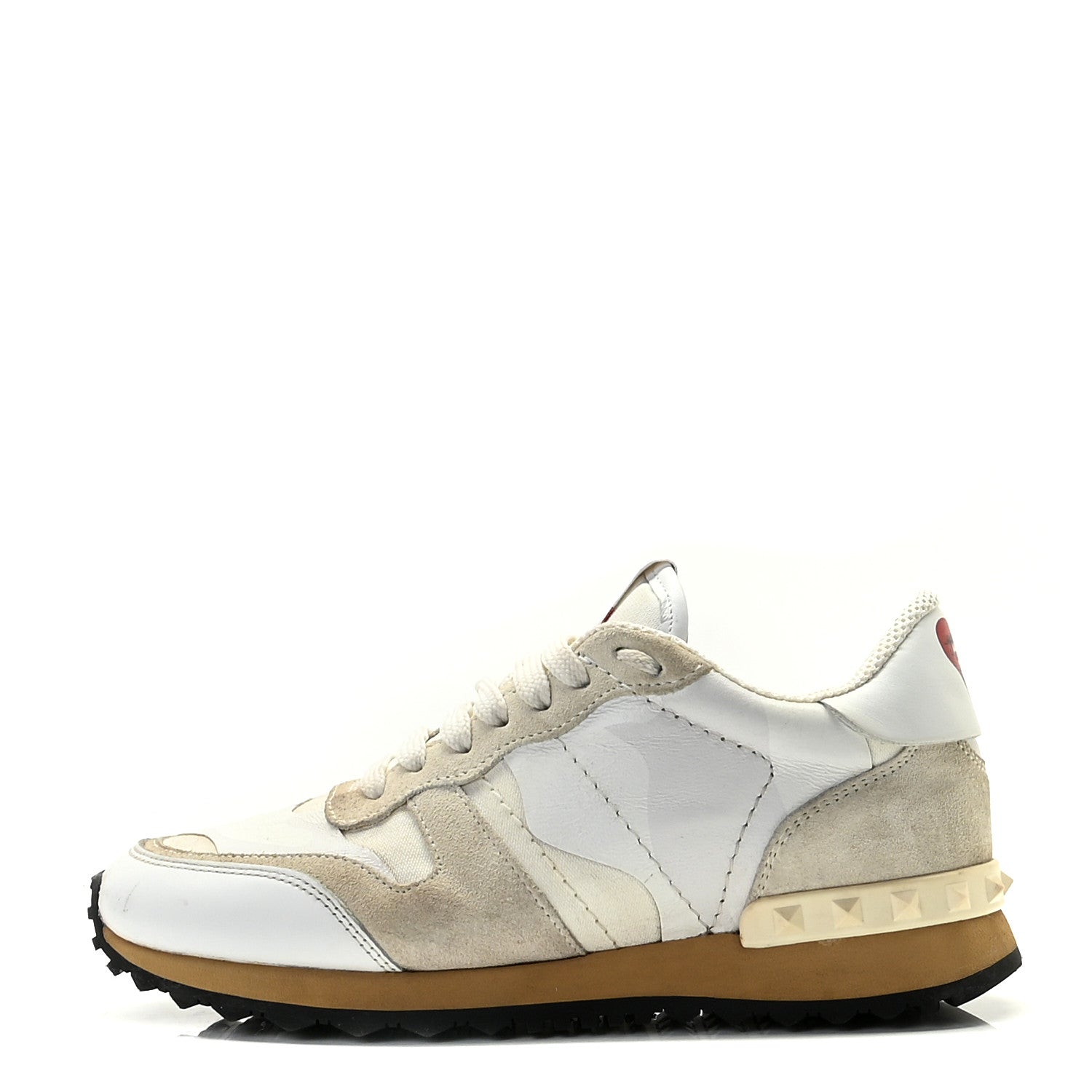 Valentino Garavani Nappa Suede Camouflage L'amour Womens Rockrunner Sneakers 35.5 Ivory 1 of 15