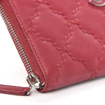 Chanel Calfskin Double Stitch Hamptons Zip Around Wallet Red 9 of 11