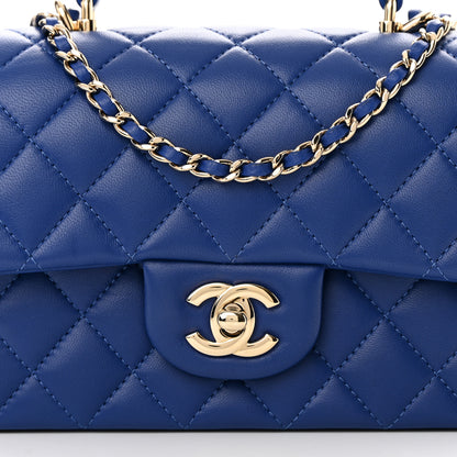 Chanel Lambskin Quilted Mini Top Handle Rectangular Flap Blue 8 of 12