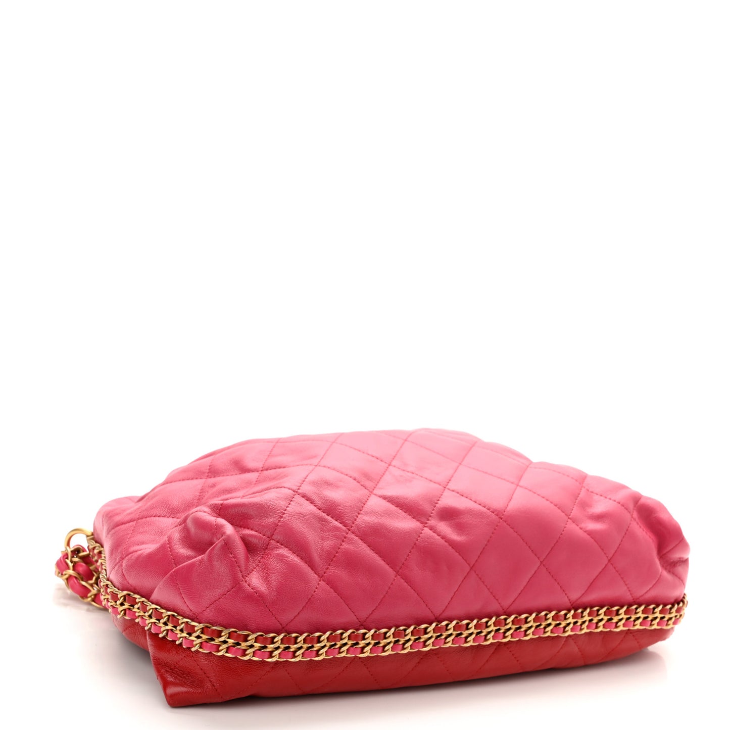 Calfskin Quilted Coco Shelter Bowling Bag Dark Pink Red