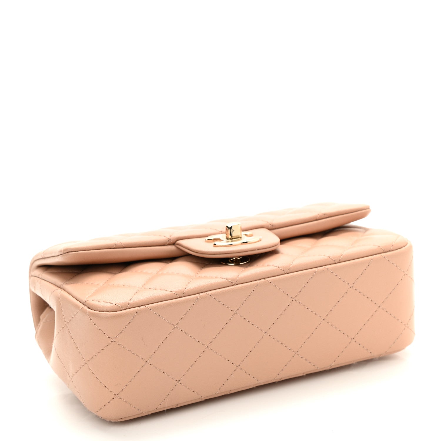 Chanel Lambskin Quilted Mini Rectangular Flap Beige 4 of 10