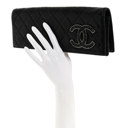 Chanel Iridescent Calfskin Crystal Quilted CC Clutch Black 2 of 7