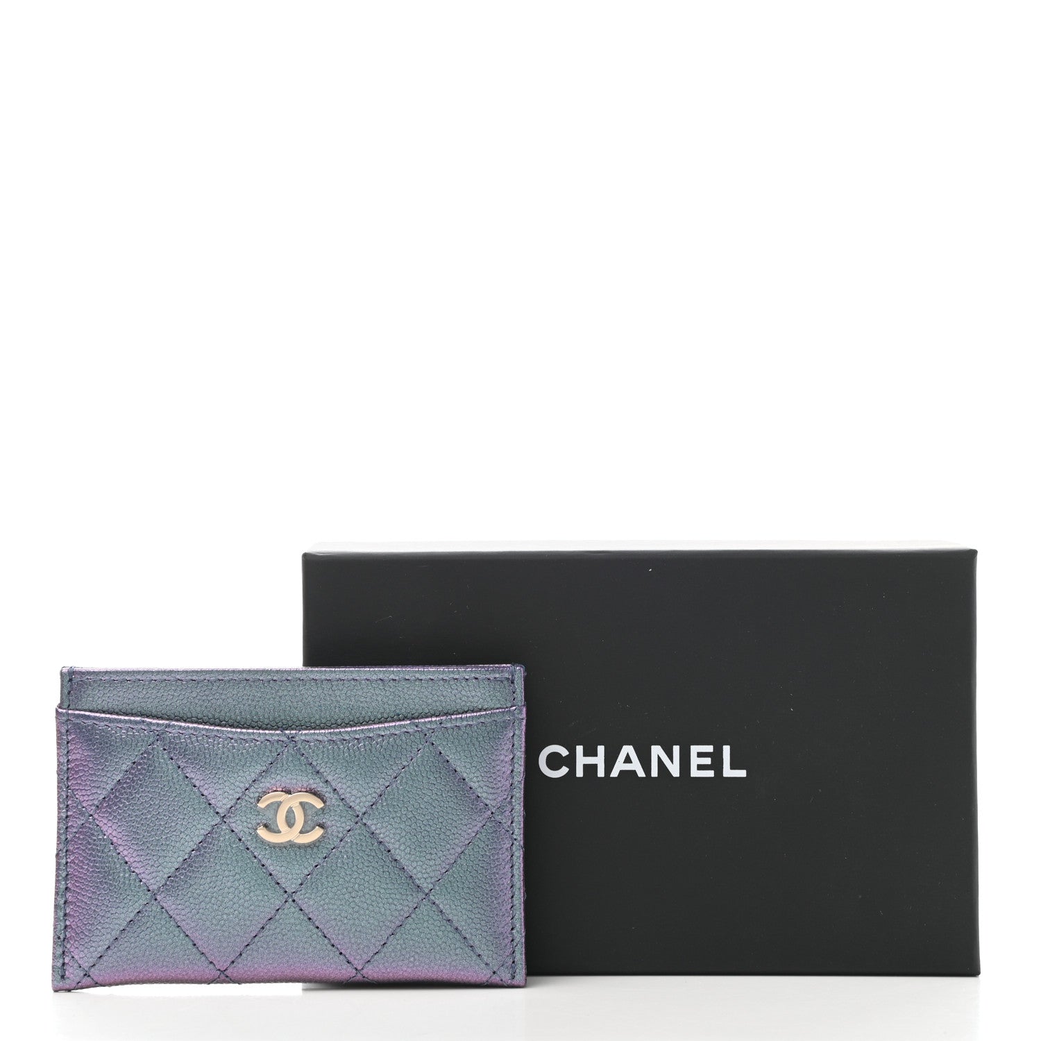Chanel Iridescent Caviar Quilted Card Holder Dark Blue 9 of 9