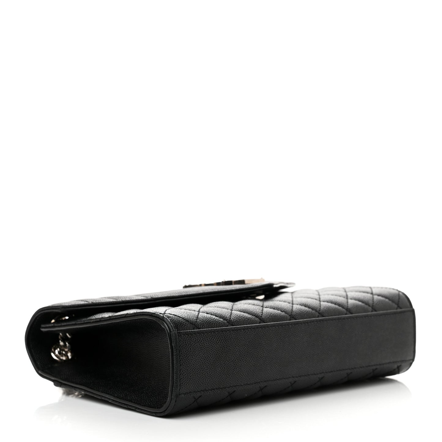 Grain De Poudre Textured Mixed Matelasse Triquilt Medium Monogram Satchel Black
