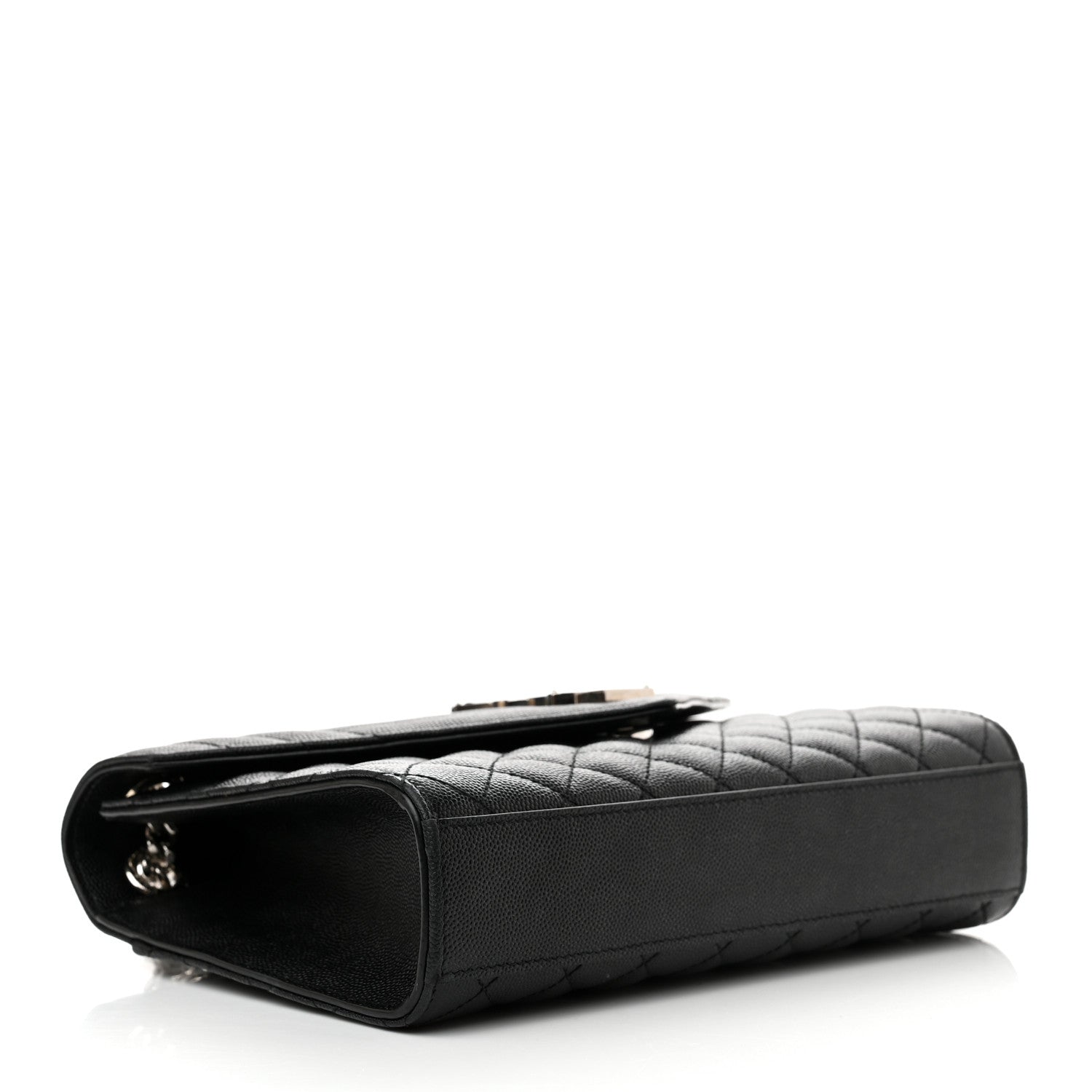 Saint Laurent Grain De Poudre Textured Mixed Matelasse Triquilt Medium Monogram Satchel Black 4 of 13