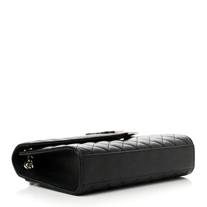 Saint Laurent Grain De Poudre Textured Mixed Matelasse Triquilt Medium Monogram Satchel Black 4 of 13