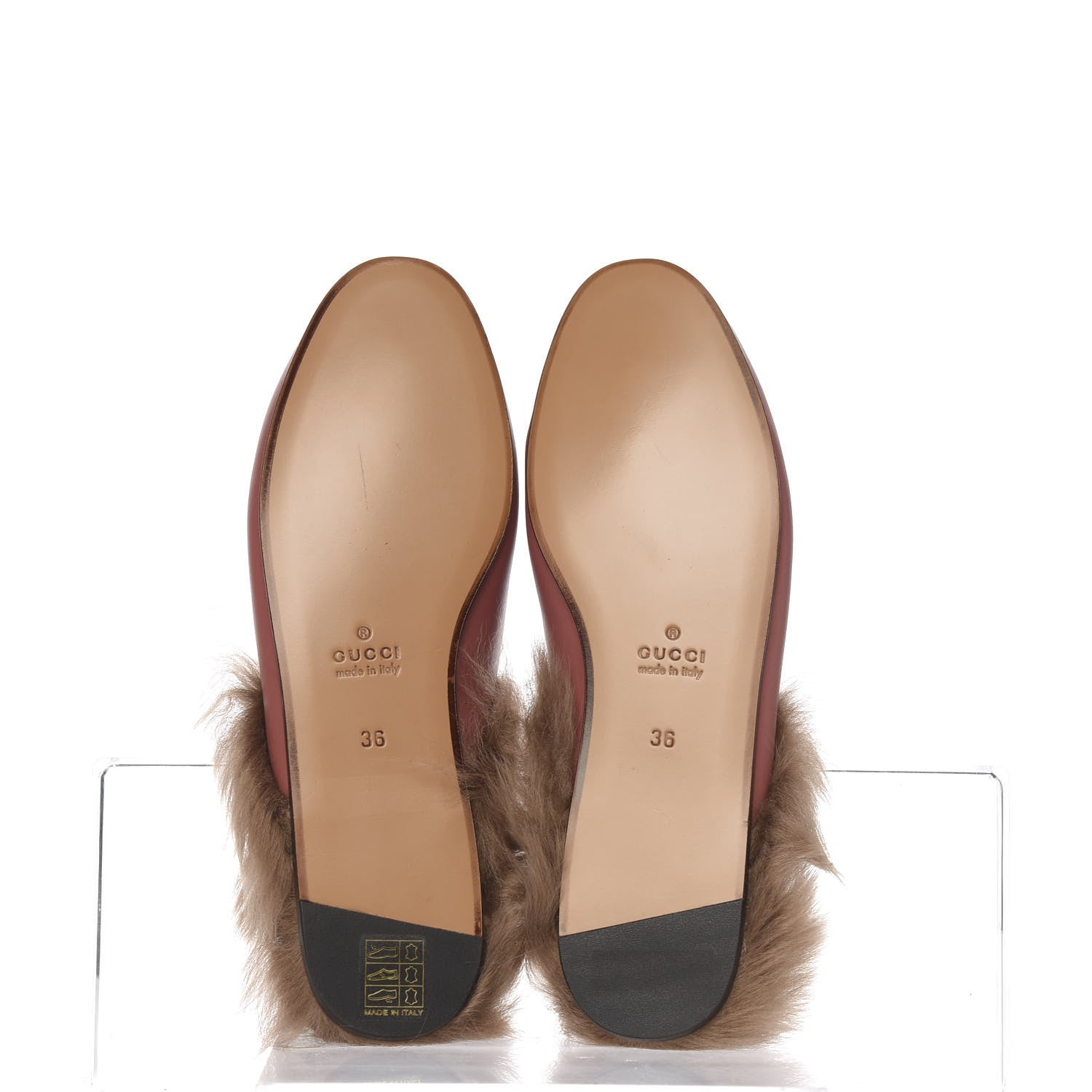 Gucci Calfskin Fur Womens Princetown Slippers 36 Lipstick Rose Natural 6 of 10