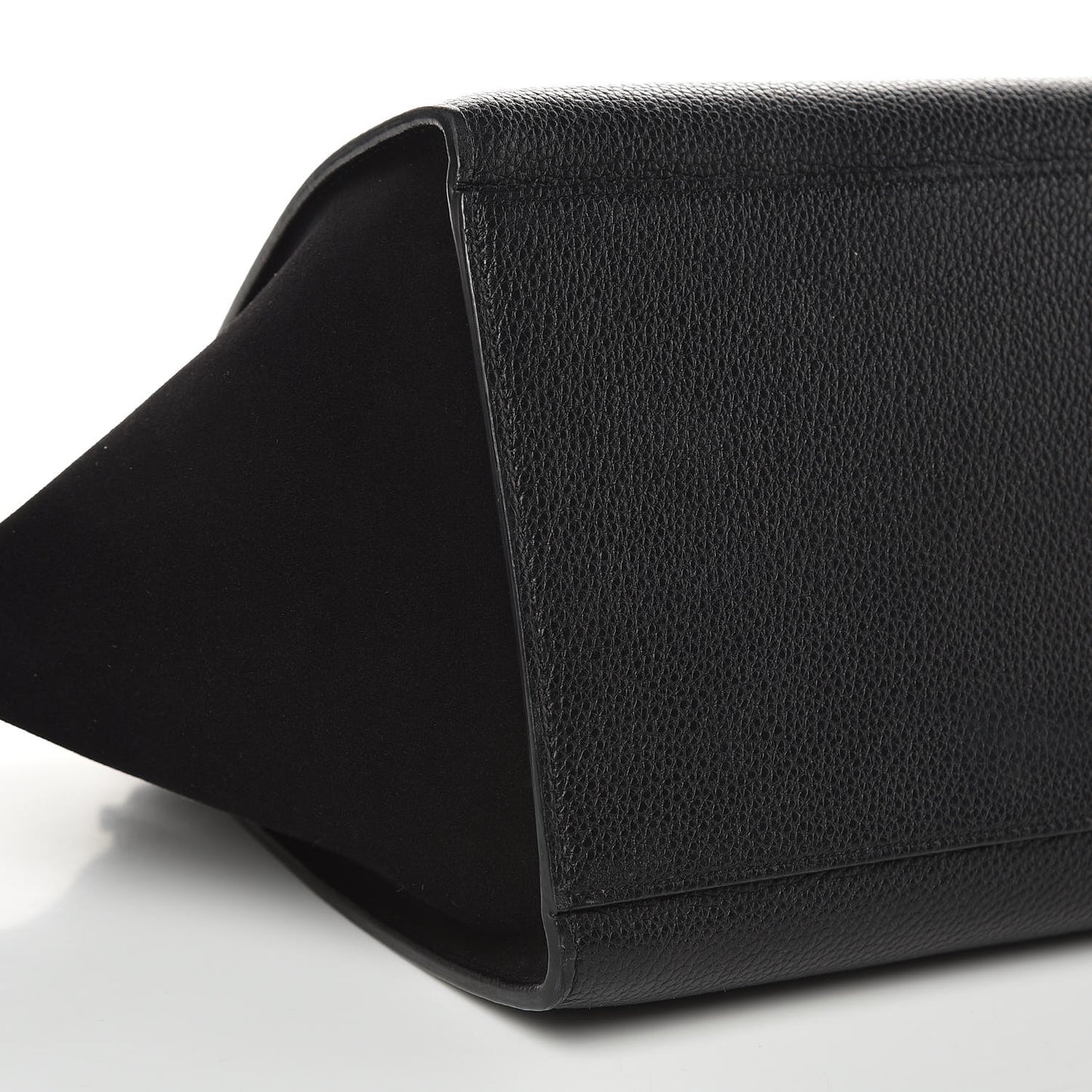 Drummed Calfskin Suede Small Trapeze Black