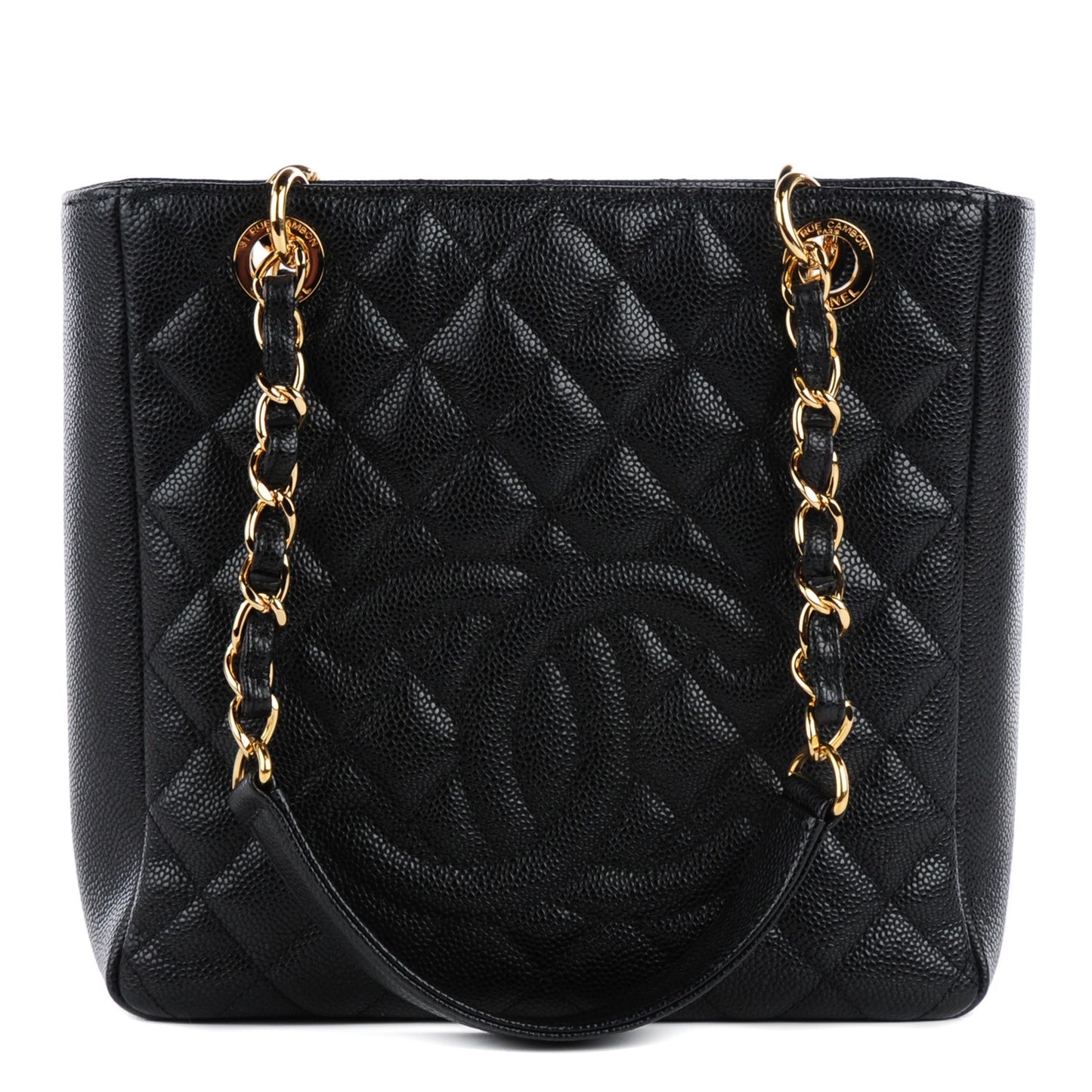 Caviar Quilted Petit Shopping Tote PST Black