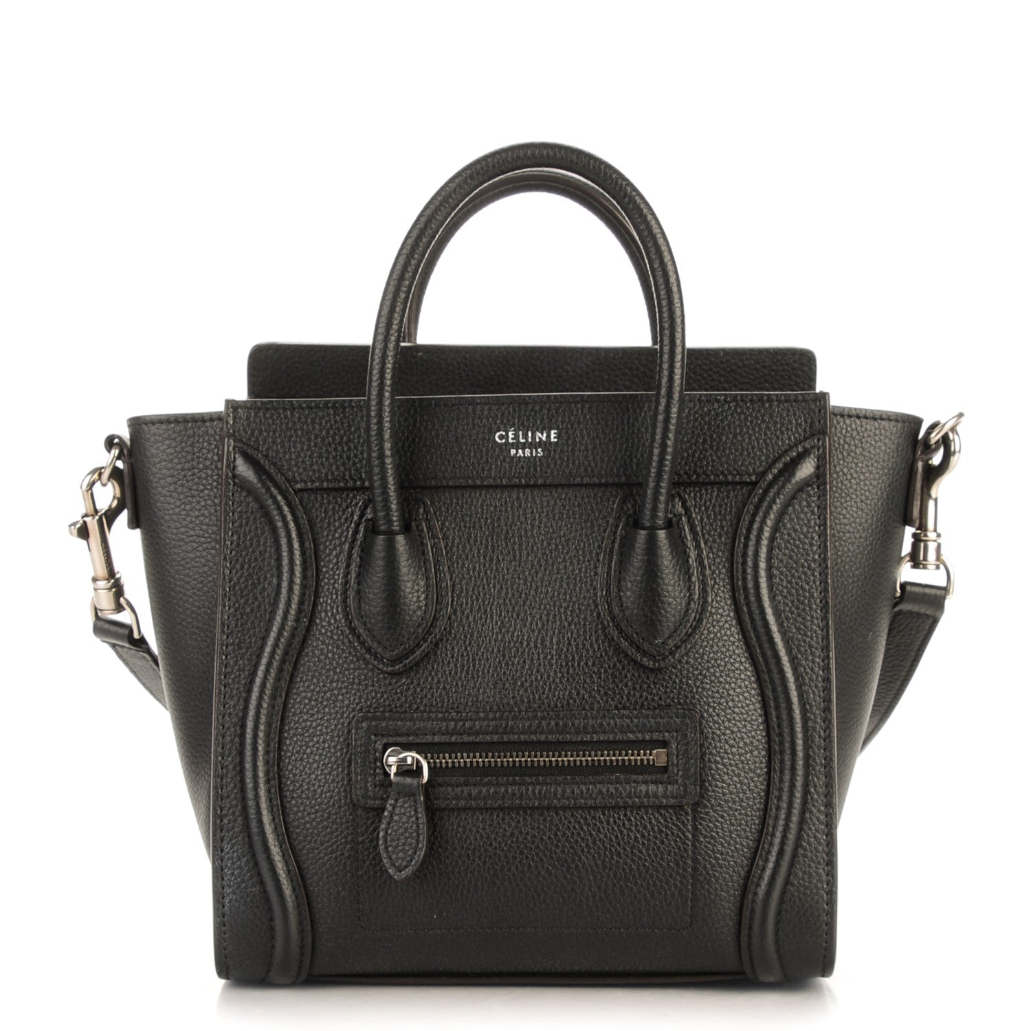 Celine Drummed Calfskin Nano Luggage Black 1 of 6