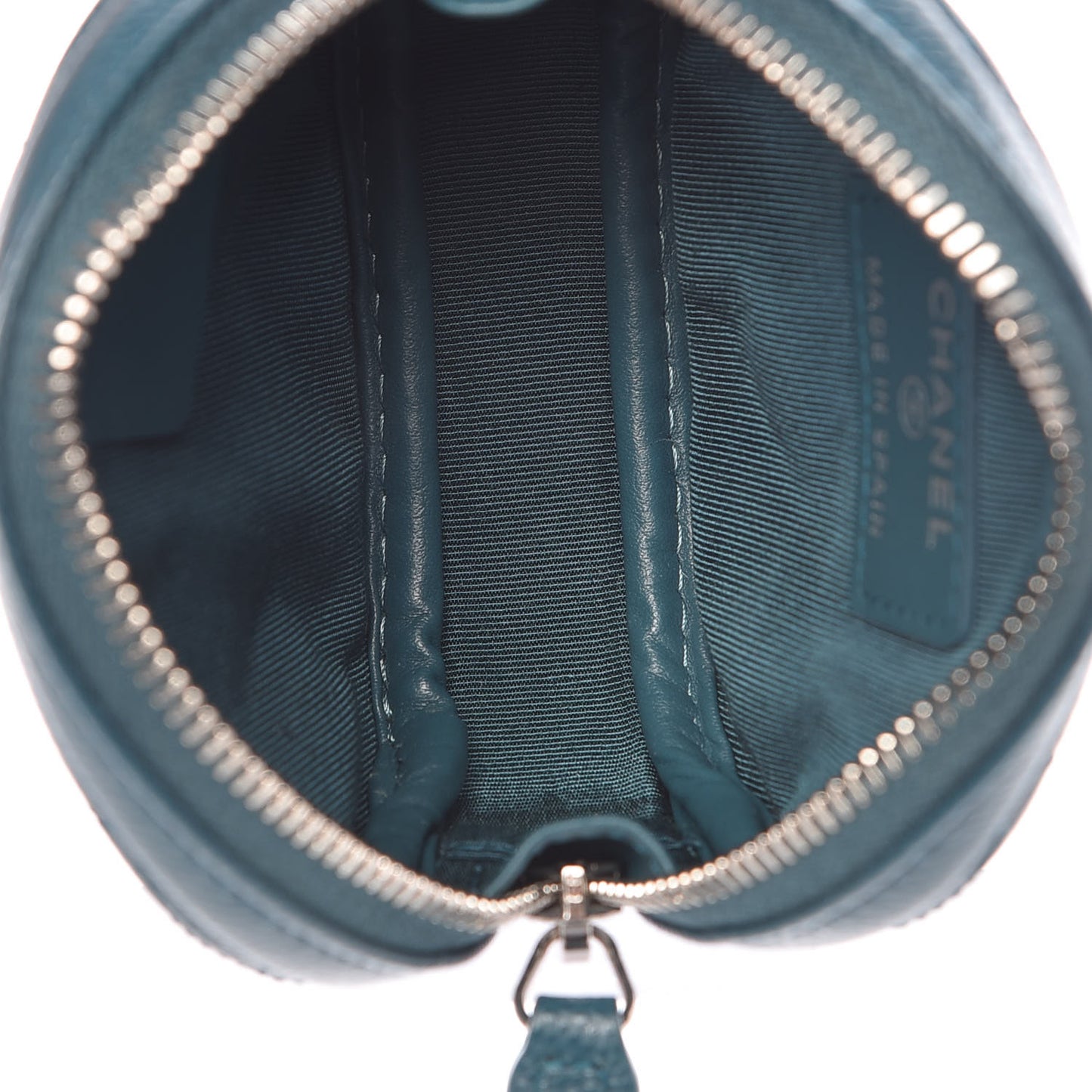 Caviar Quilted Zip Around Classic Coin Purse Dark Turquoise