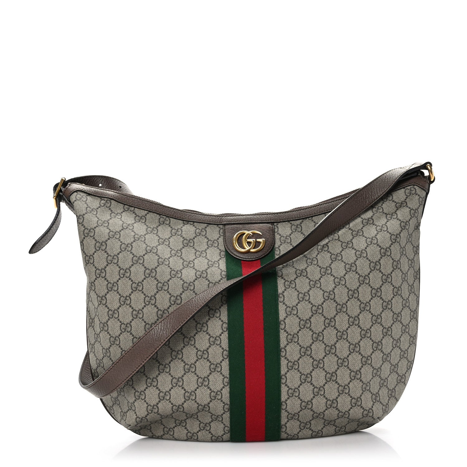 Gucci GG Supreme Monogram Web Ophidia Half Moon Hobo Brown 1 of 9