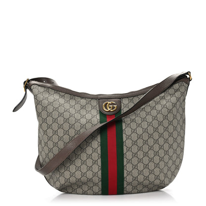 Gucci GG Supreme Monogram Web Ophidia Half Moon Hobo Brown 1 of 9