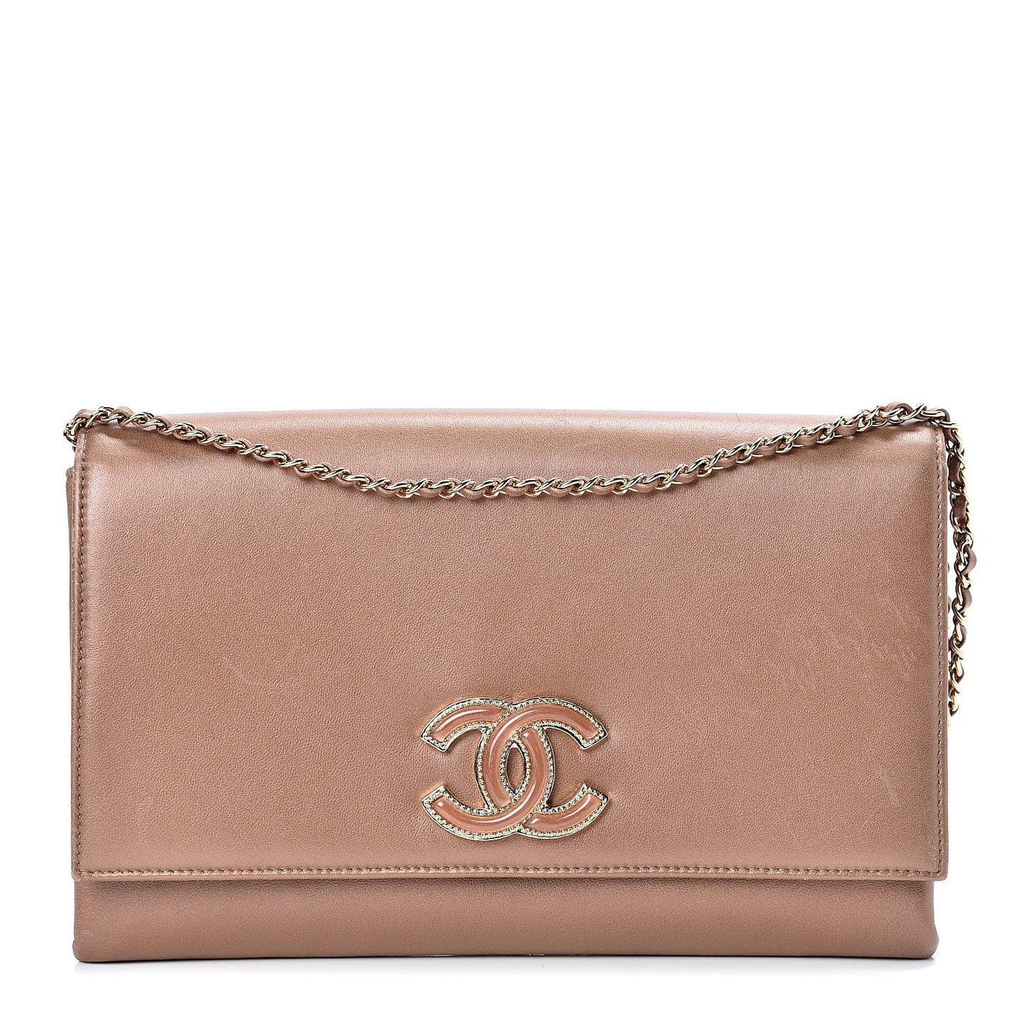 Metallic Calfskin CC Small Flap Bronze