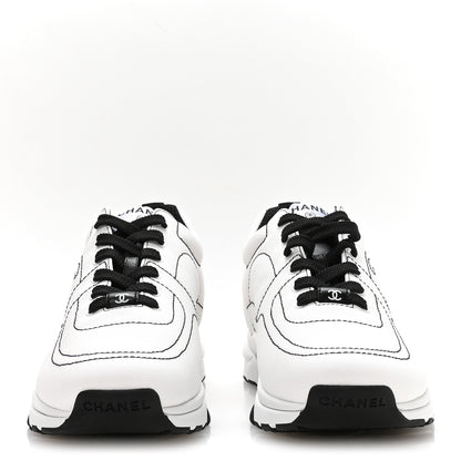 Chanel Cotton Womens CC Sneakers 40.5 White Black 3 of 9
