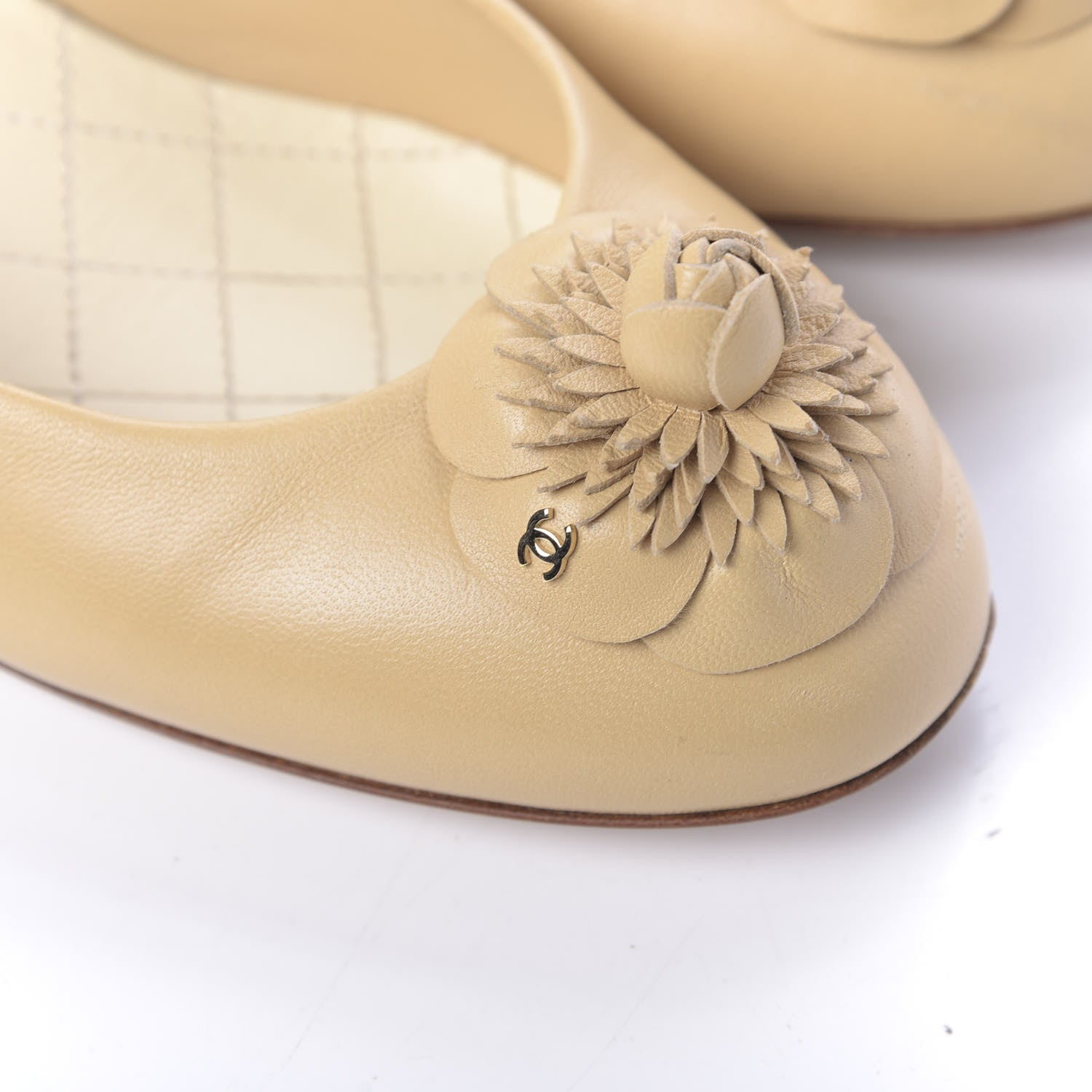 Chanel Lambskin Camellia Pumps 38 Beige 13 of 14
