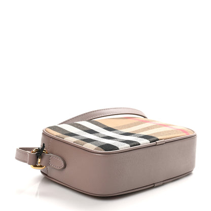 Burberry Giant Check Calfskin Small Camera Bag Grey Mink 4 of 9