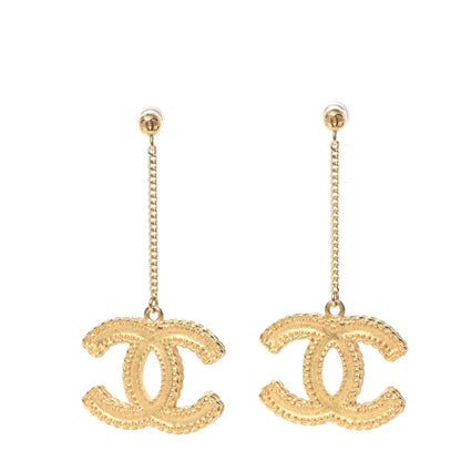 Chanel CC Drop Earrings Matte Gold 1 of 6